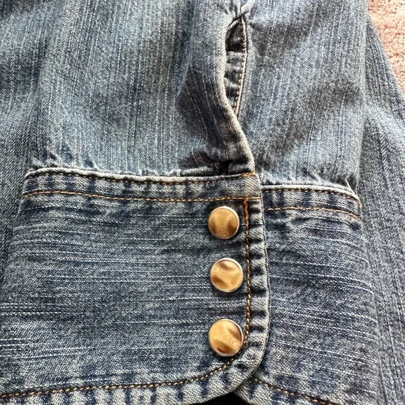 100% Cotton Old Navy Blue Denim Shirt 3/4 Sleeves - Picture 5 of 9